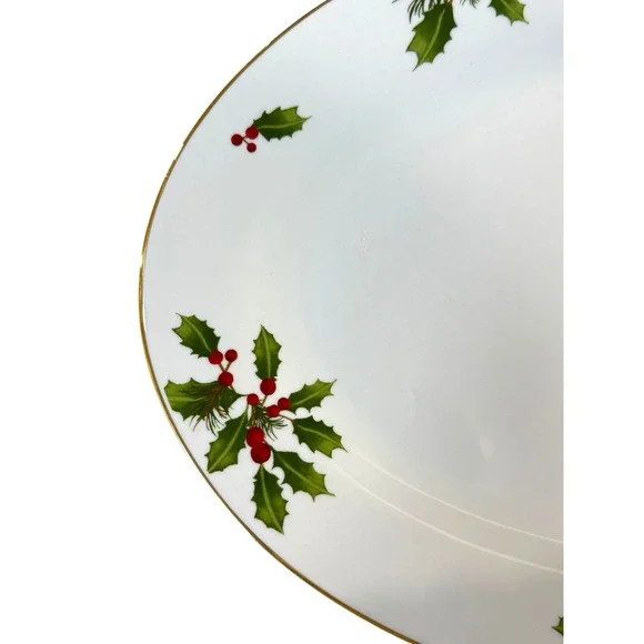 Better Homes Gardens Holiday 2009 Serving Platter Porcelain 15.5" Holly Berries - Picture 2 of 8